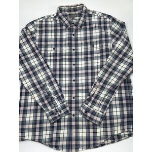 L.L. Bean Signature Mens XL Tall Slim Fit Plaid Button Down Shirt Blue 300565